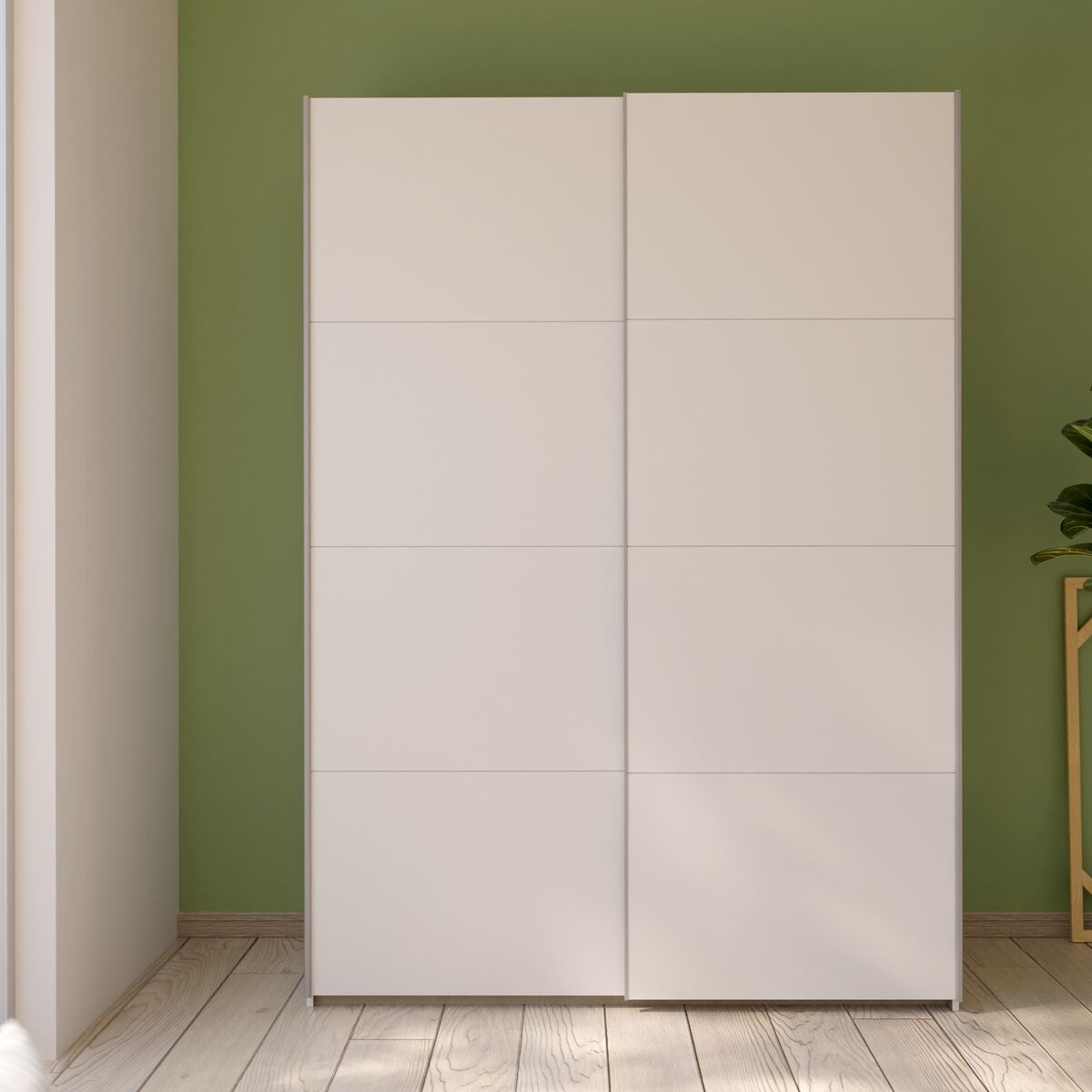 Core vaatekaappi liukuovilla 150,1x210x61 cm valkoinen